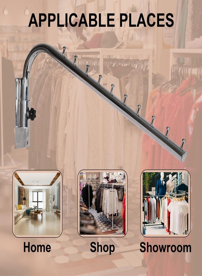 ROLLYWARE Swivel - Swing ARM Hook Rail 10 pin Display Hooks Stainless Steel Wall Mounted Drop Hanger for Clothes Hardware Fittings Shop/Boutique/Showroom/Clothes/Kitchen (19 Inch) - Pack of 1 - Image 3